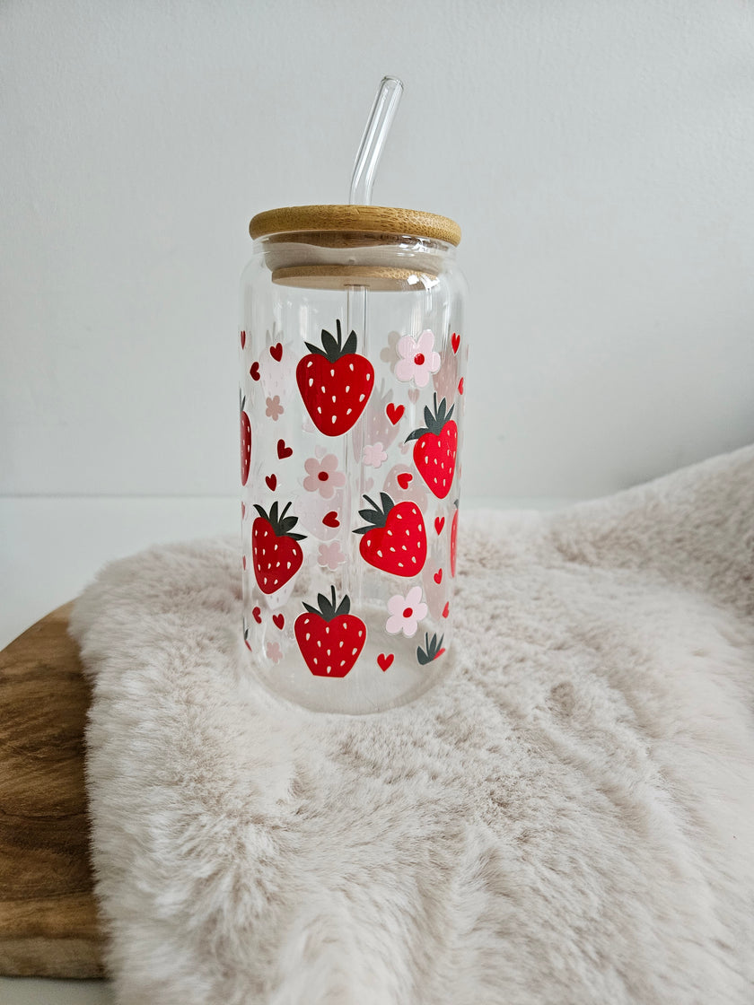 Drinkglas (jar) aardbei