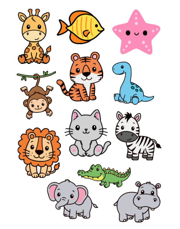 Stickers kawaii dierentuin