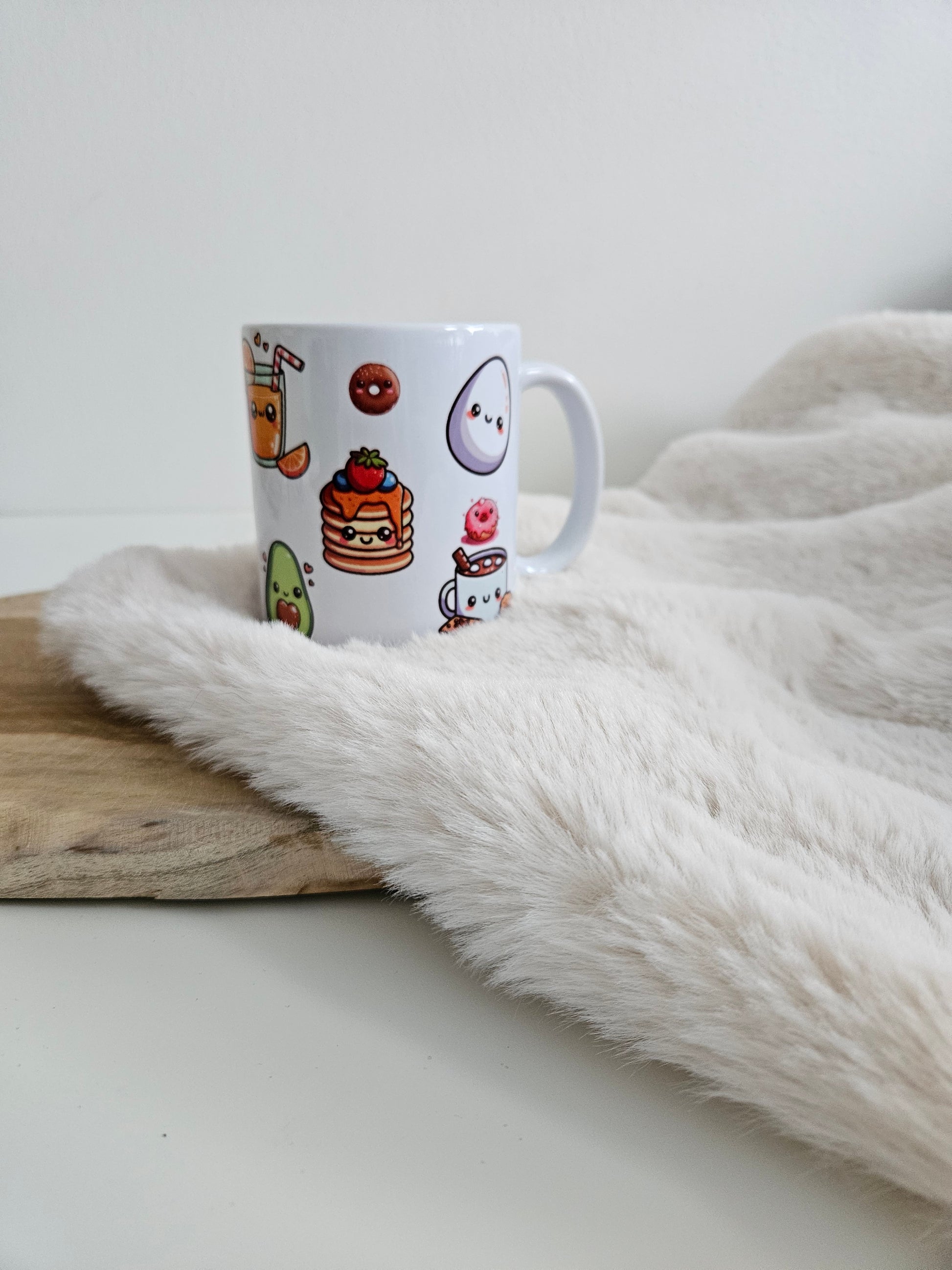 Mok met ontbijt cartoons