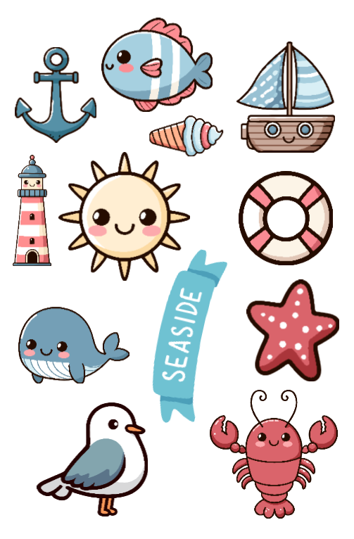 Stickers "Seaside Kawaii" voor lekkere zomer vibes