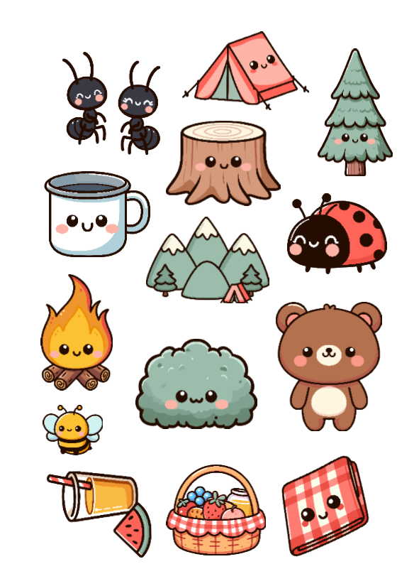 Stickers kawaii camping