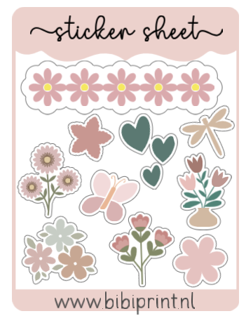 Stickersheet Roze 1 (A5-A6 formaat)