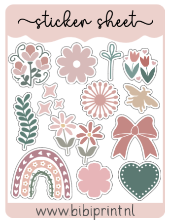 Stickersheet Roze 2 (A5-A6 formaat)