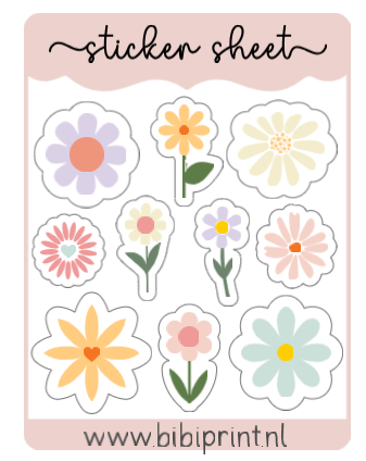Stickersheet Daisy 1 (Formaat A5-A6)