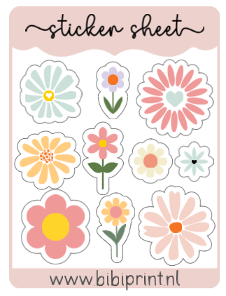 Stickersheet Daisy 2 (Formaat A5-A6)