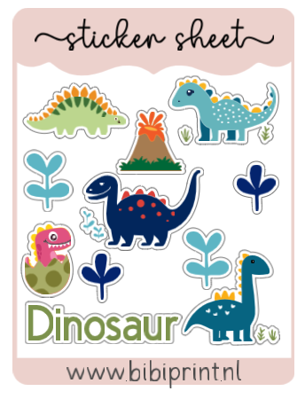 Stickersheet Dinosaur (formaat A5-A6)