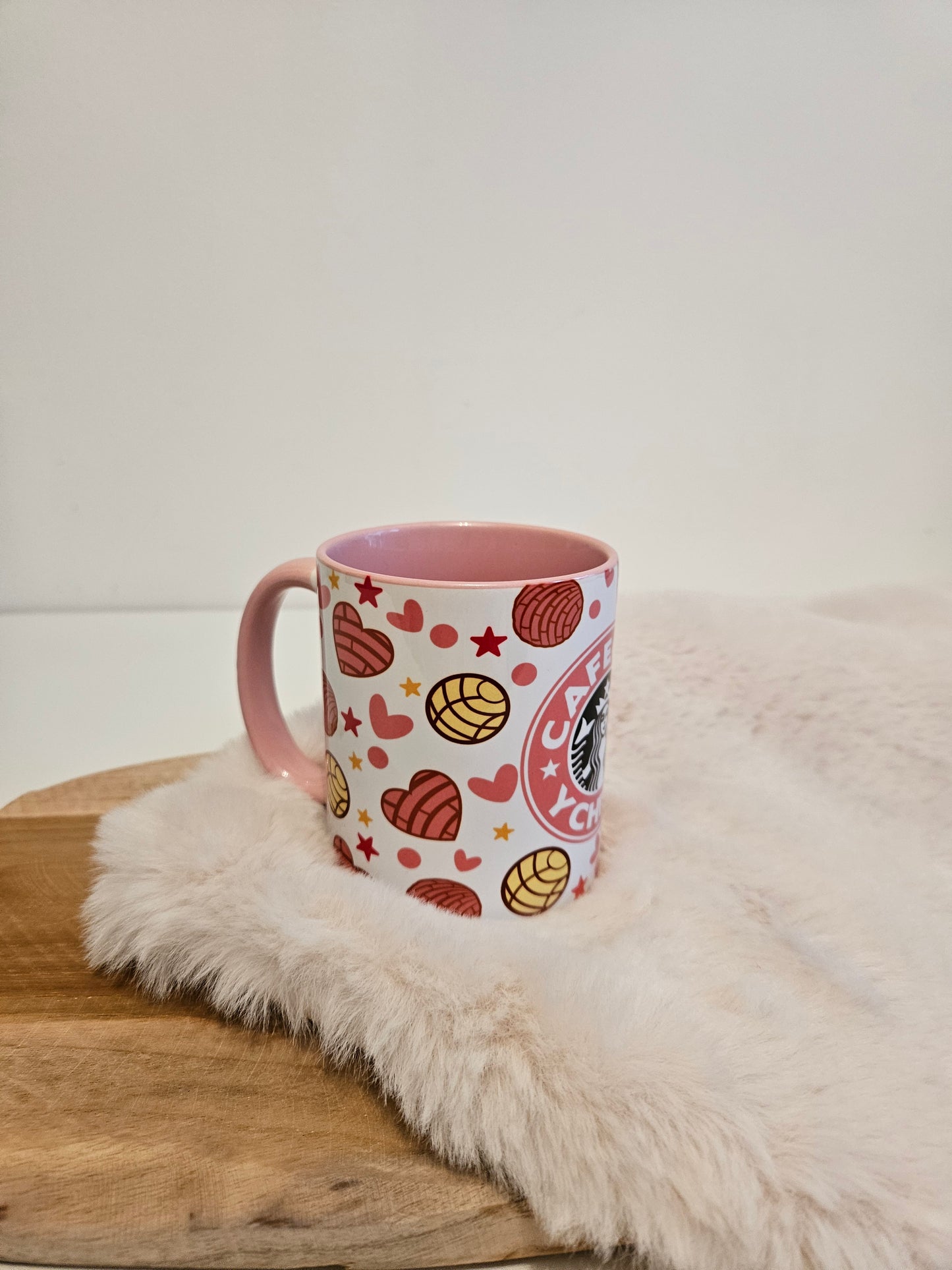 Mok kleur roze-wit met zeer mooie klasse print